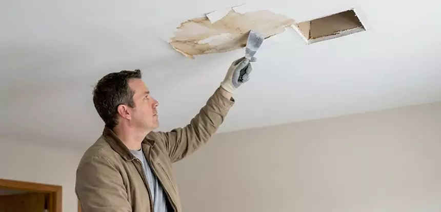 Ceiling Water Stain and Drywall Repair in Ellijay